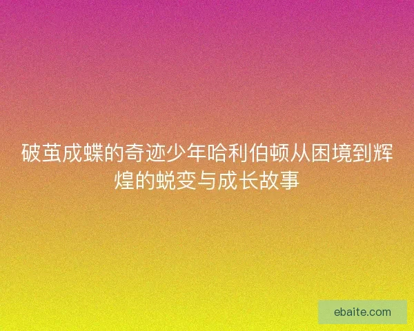 破茧成蝶的奇迹少年哈利伯顿从困境到辉煌的蜕变与成长故事